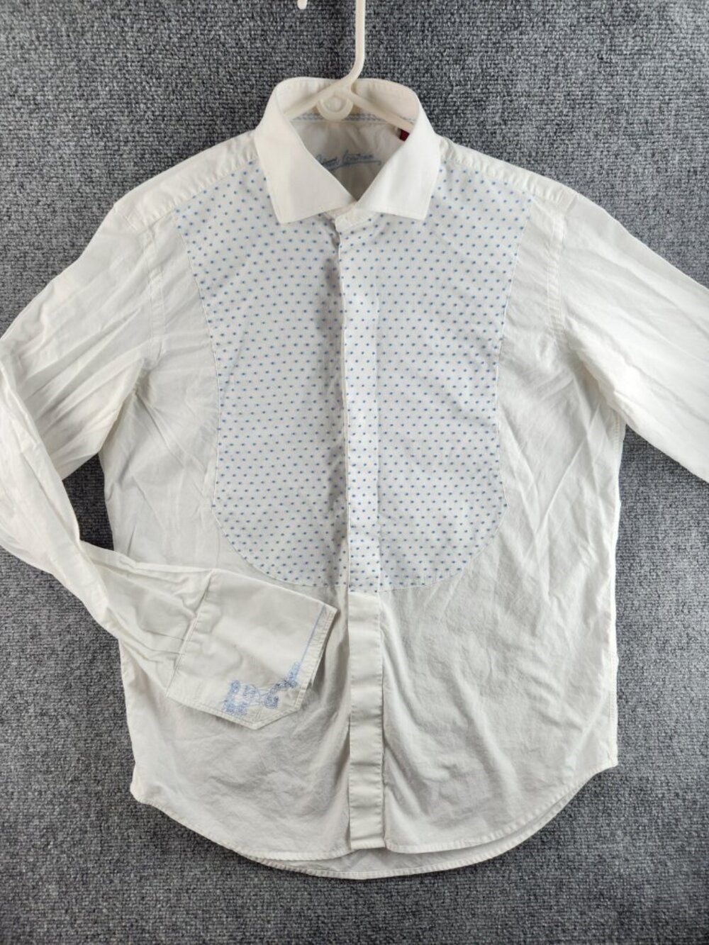 Robert Graham 42 16.5 White Blue Polka Dot Long Sleeve Button Up Shirt Cotton - Picture 2 of 16